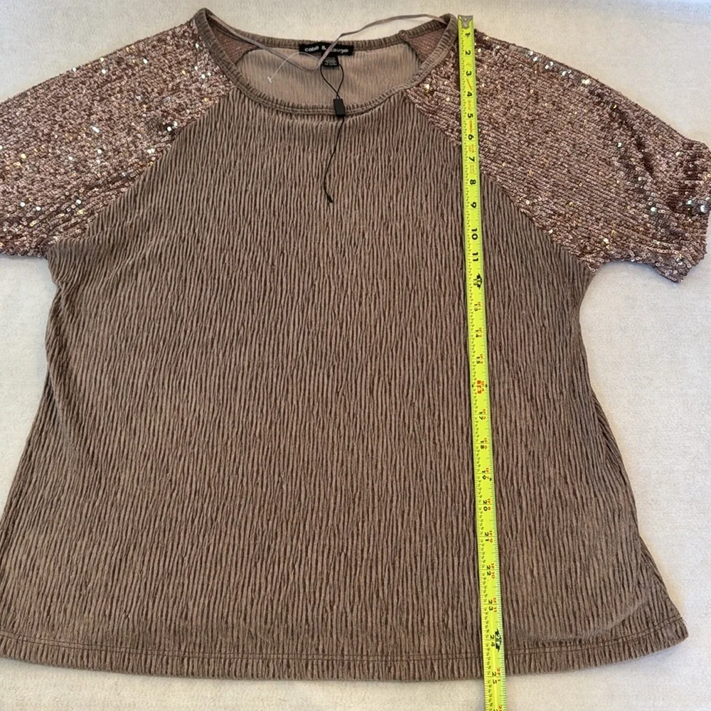 Cable & Gauge Rose Gold Sequin Short Sleeve Top Women's Small NWOT - Picture 6 of 8